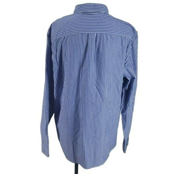 American Eagle Men's Classic Fit Blue Striped Button Down Business Shirt XL - Picture 2 of 7